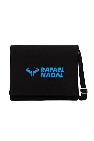 CrowsGate Rafael N. Blue Logo Text Чорна полотняна сумка поштарська