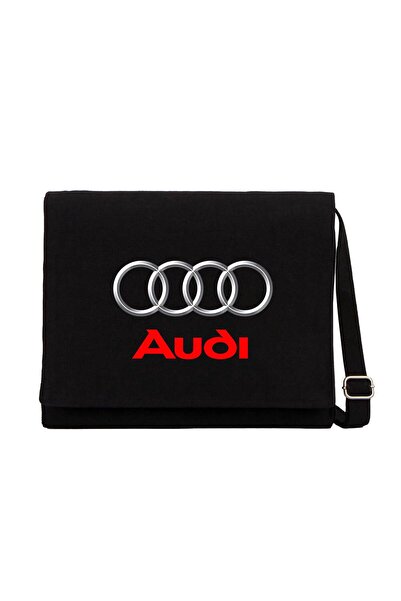 CrowsGate Geantă Messenger din pânză neagră cu logo Audi