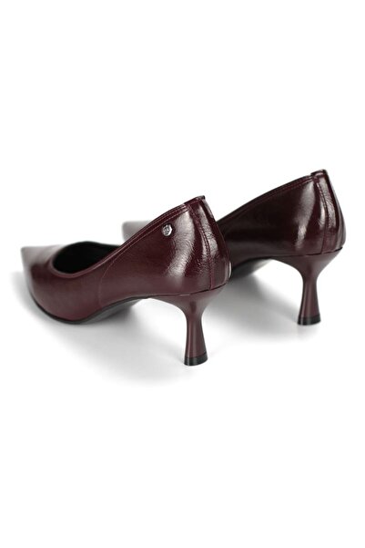 Gökhan Talay Zelia Flexible Soft Non-Slip Sole (4 cm) Burgundy Patent Leather Women's Heeled Shoes