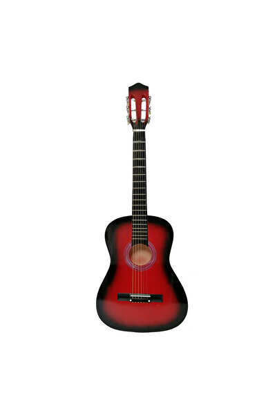 Depox Classical wooden guitar 4/4, set of gold strings included, 95 cm, Classic, red