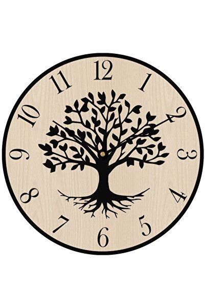 Altele Ceas de perete GHC100022, analog, rotund, MDF, natur + negru, 30 cm