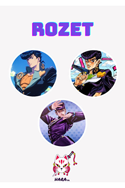 Hara Company Jojo Animesi Josuke Higashikata Anime Rozet Seti 3’lü