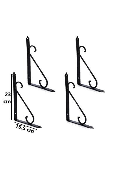 HOBİDABİ 4 Adet Siyah 23x15.5 Ferforje Raf Altı Metal L Ayak