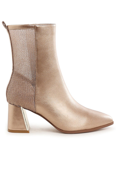 london Rag Women Mesh Detail Pointy Ankle Boot in Gold