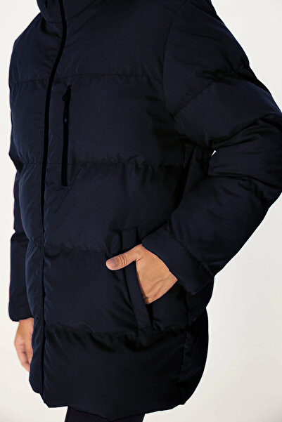 D1fference Kadın Astarlı Kapüşonlu Rüzgar Geçirmez Şişme Kışlık Mont