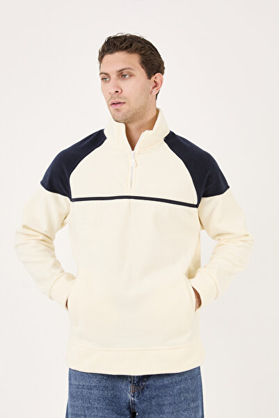 No Way Ανδρικό φούτερ με κανονική εφαρμογή με μισό φερμουάρ και με ρέλι τσέπες Fleto