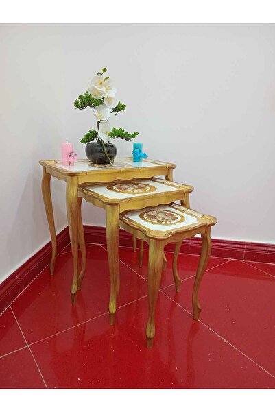 L&M FLORENCE ART L&M Italian Dania White Wooden Tris Table set