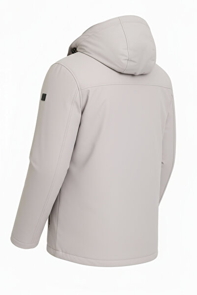 SİVAİST Men's White 100% Water and Windproof Sheepskin Detachable Hooded Coat & Jacket