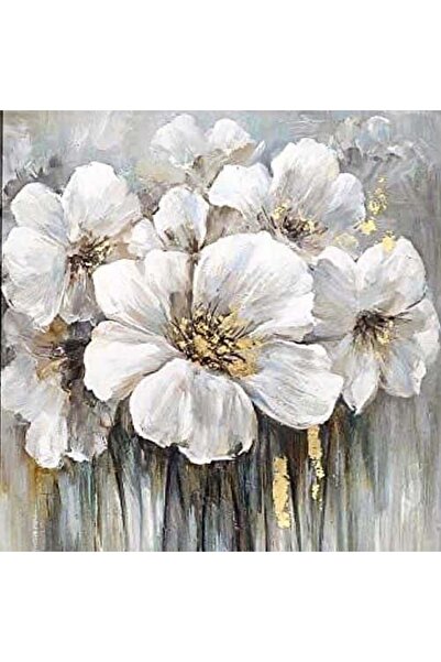 Dialands Mozaik Beyaz Çiçeklerin Zarafeti 71x71cm T4373 Dialands Elmas Mozaik Tablo