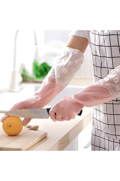 ARVALE Latex Long Gloves – Waterproof Transparent Design Gloves for Household, Dishwashing, Bathroom Cleaning