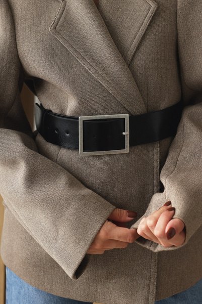 LUTVELIZADE Kemer 2504 - Vintage Thin Buckle Black Women's Belt