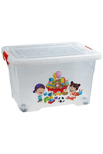 SHOPIENS Cutie depozitare cu roti, dreptunghiulara, transparenta, 50 L, 58 x 43 x 35 cm