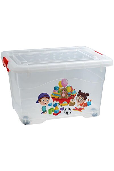 SHOPIENS Storage box with wheels, rectangular, transparent, 35 L, 51 x 40 x 30 cm