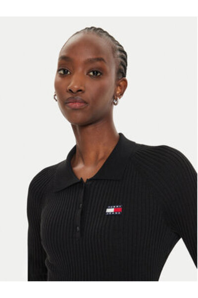 Tommy Jeans Rochie tricotată pentru femei DW0DW18734 Negru