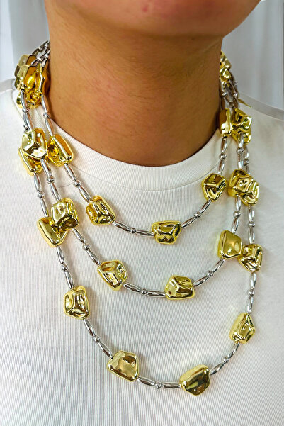 PETEK AKSESUAR Metalized Bead Style Necklace