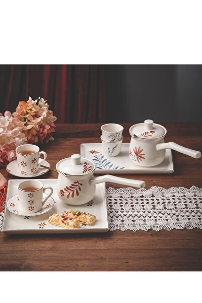 Bien Servi 5-Piece Regular Coffee Warmer Set with White and Gold Floral Print Decals