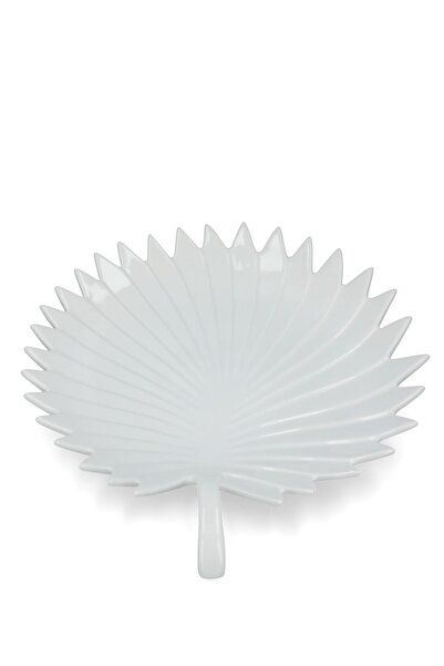 Generic Easy Life Spa Elegant Palm Leaf Porcelain Serving Platter, White 35 x 29 cm