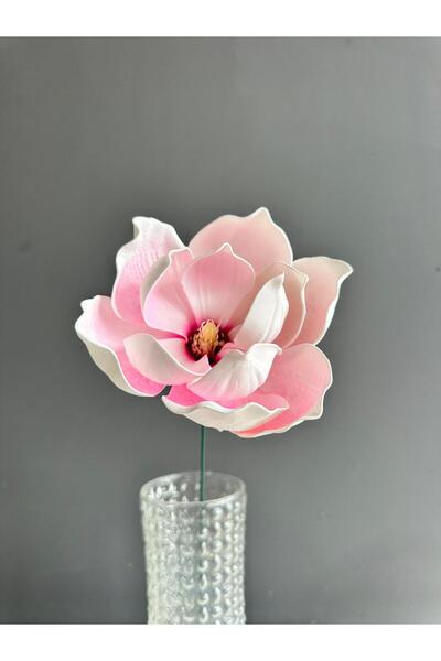 Luvienn El Yapımı Yeni Büyük Boy Manolya Çiçeği-Toz Pembe Vazo Çiçeği Tek Dal