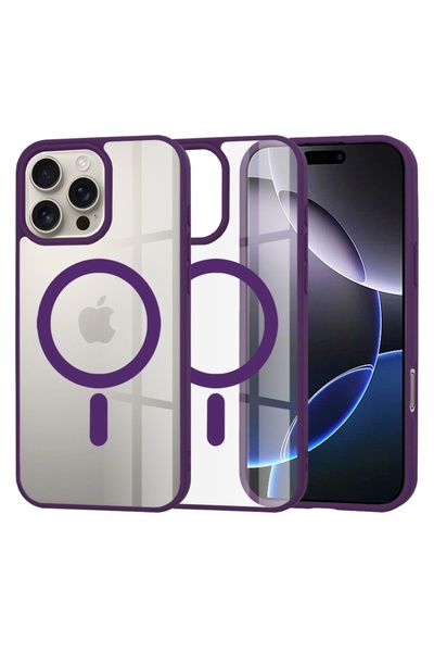 Optim Solution Husa de Protectie MagSafe pentru Apple iPhone 16 Pro, ProCore Tech, Mov/Clear