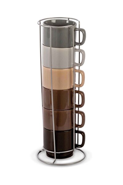 Bien Servi طقم مج متنوع مكون من 7 قطع مع حامل