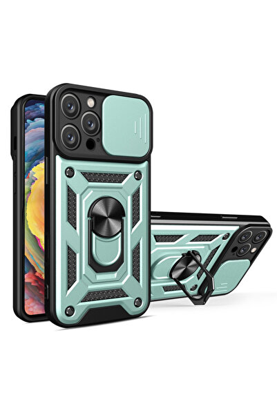 Optim Solution Husa Shutter Spate Armor Ring Lens Cover pentru Apple iPhone 1...