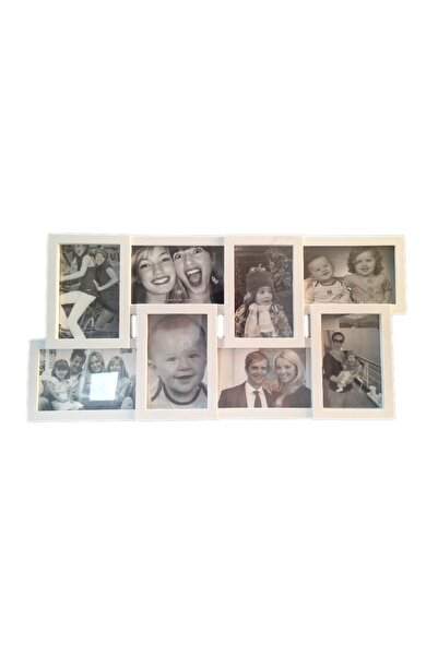 SHOPIENS Photo Frame Love, Asymmetric, 50x38x3 cm, Collage with 6 Photos, White + Black, Plastic