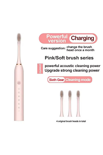 Choice pink Electric Ultrasonic Toothbrush Six Speed Mode Home Soft Hair USB ...