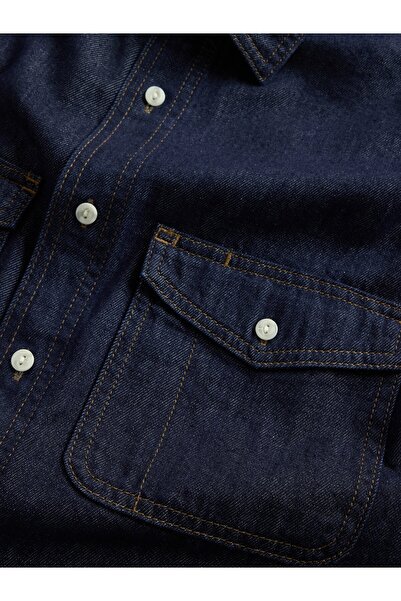 GAP Erkek Lacivert UltraSoft Denim Relaxed Gömlek