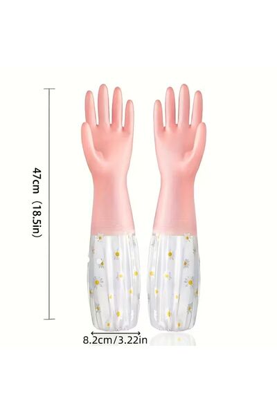 ARVALE Lateks Uzun Eldiven – Ev, Bulaşık, Banyo Temizliği İçin Su Geçirmez Transparan Tasarım Eldiven