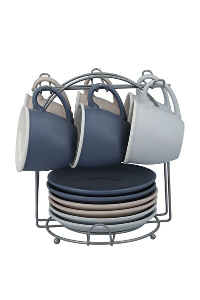 Bien Servi طقم أكواب وصحون 13 قطعة مع حامل من بيان سيرفي