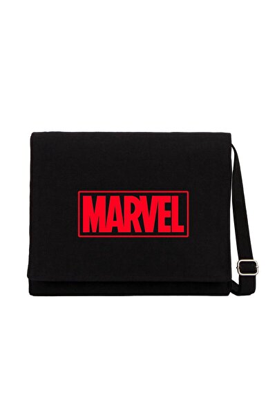 CrowsGate حقيبة ماسنجر من القماش باللون الأسود تحمل شعار مارفل