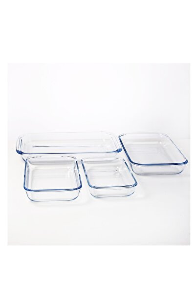 Generic 4-piece rectangular glass oven tray set