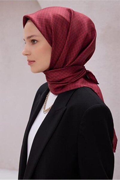 Belli Tivil Pure Silk Scarf 4203 - 01 Βουργουνδίας Γεωμετρικό σχέδιο