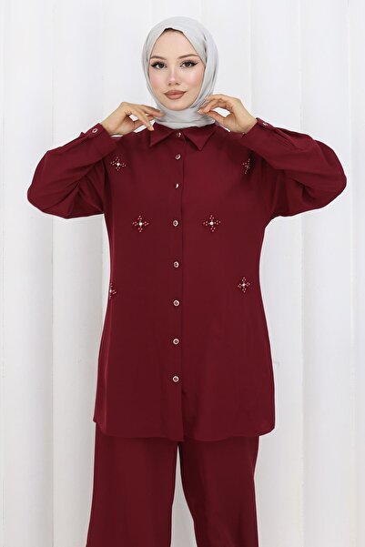 Modamihram Μίνιμαλ Σετ Πέτρινο Βουργουνδίας 19367