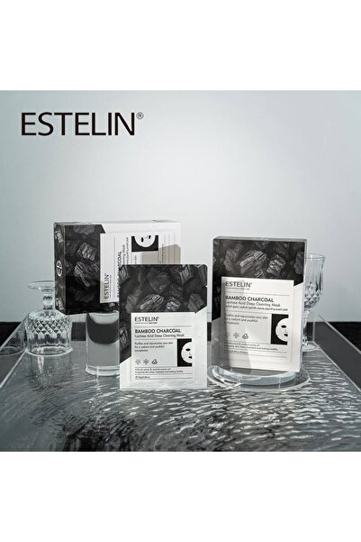 ESTELİN قناع الوجه بالفحم الخيزراني - قناع ورقي للتنظيف العميق بحمض اللاكتوز