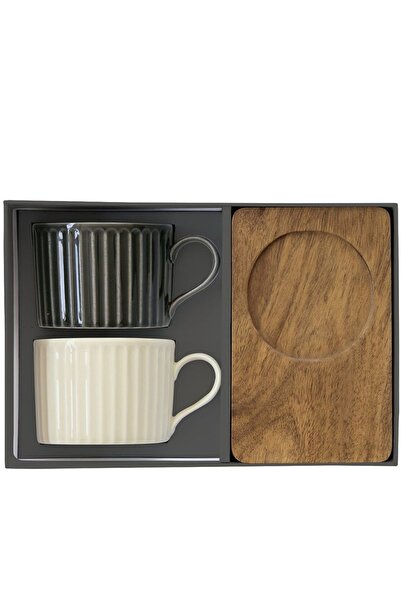 Generic Take A Break 4-Piece Scratch Resistant Cup and Saucer Set in Black and White