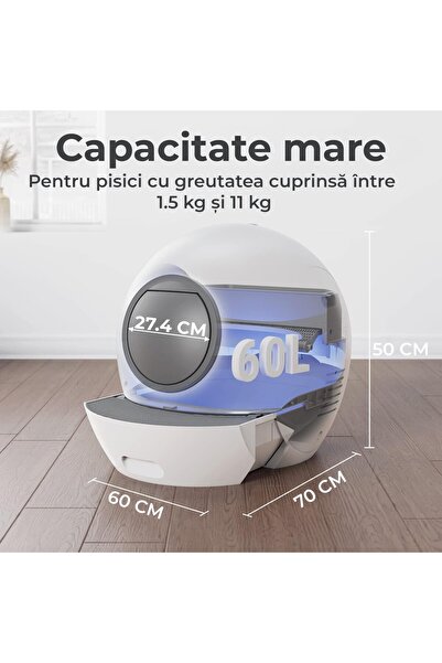 Fish & Paws Litiera automata smart pentru pisici, toaleta inteligenta cu functii de auto-curatare, RESIGILAT