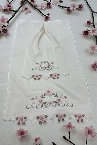 HAVLULAND ARLİVA NAKIŞLI ANALI KIZLI HAVLU TAKIMI 50X90 CM VE 30X50 CM %100 P...