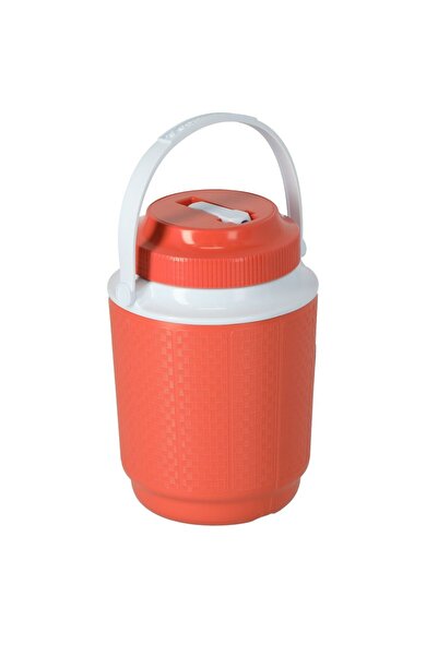 Cosmoplast Top and side handle to keep cool. Red and white 2.1L plastic water cooler.