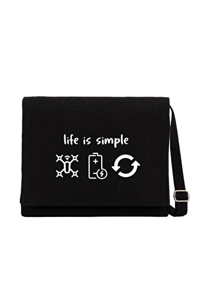 CrowsGate حقيبة ماسنجر من القماش الأسود من Life Is Simple