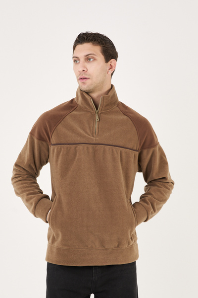 No Way Ανδρικό φούτερ με κανονική εφαρμογή με μισό φερμουάρ και με ρέλι τσέπες Fleto