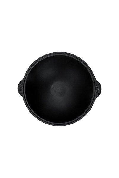 Lava Döküm Yuvarlak Cam Kapaklı Özbek Kazanı/Tencere. Döküm Demir Yekpare Kulplu Çap(ø)30cm.-Bordo