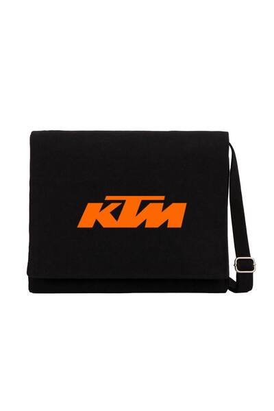 CrowsGate حقيبة ماسنجر من القماش باللون الأسود بشعار KTM Motocycle باللون الب...