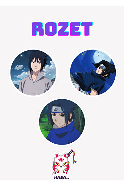 Hara Company Naruto Animesi Sasuke Uchiha Anime Rozet Seti 3’lü