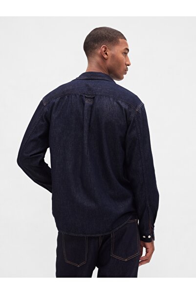 GAP Erkek Lacivert UltraSoft Denim Relaxed Gömlek