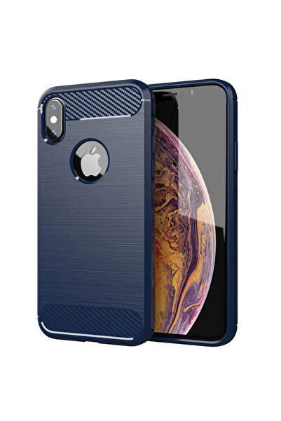 Optim Solution Husa Carbon Resistance pentru Apple iPhone XS Max, Anti-Soc, Albastru