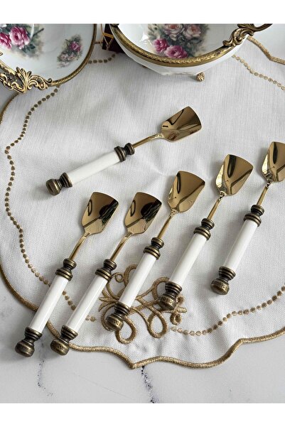 ROY KING Antique Matte Gold Ice Cream Spoon Set of 6