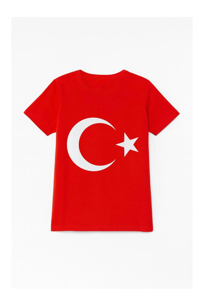 kidstalya Red Turkish Flag Printed Tshirt