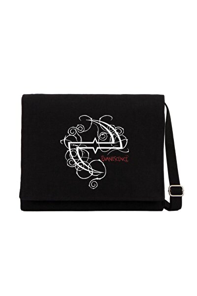 CrowsGate Evanescence Logo Siyah Kanvas Postacı Çantası