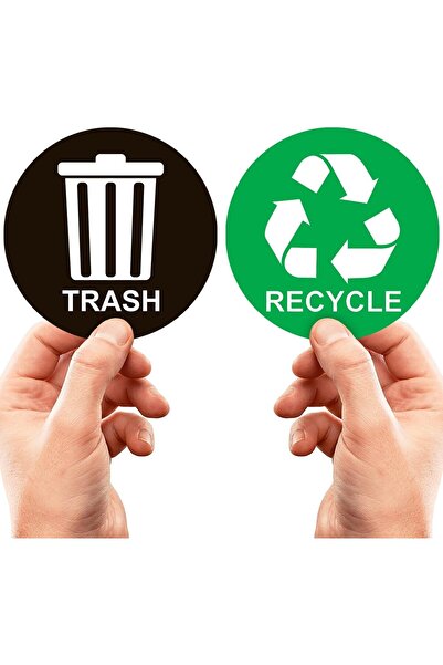 Emoda home Trove مجموعة ملصقات سلة المهملات وإعادة التدوير - 12.7 × 12.7 سم، للاستخدام الداخلي/الخارجي، عبوة من قطعتين (أخضر وأسود)